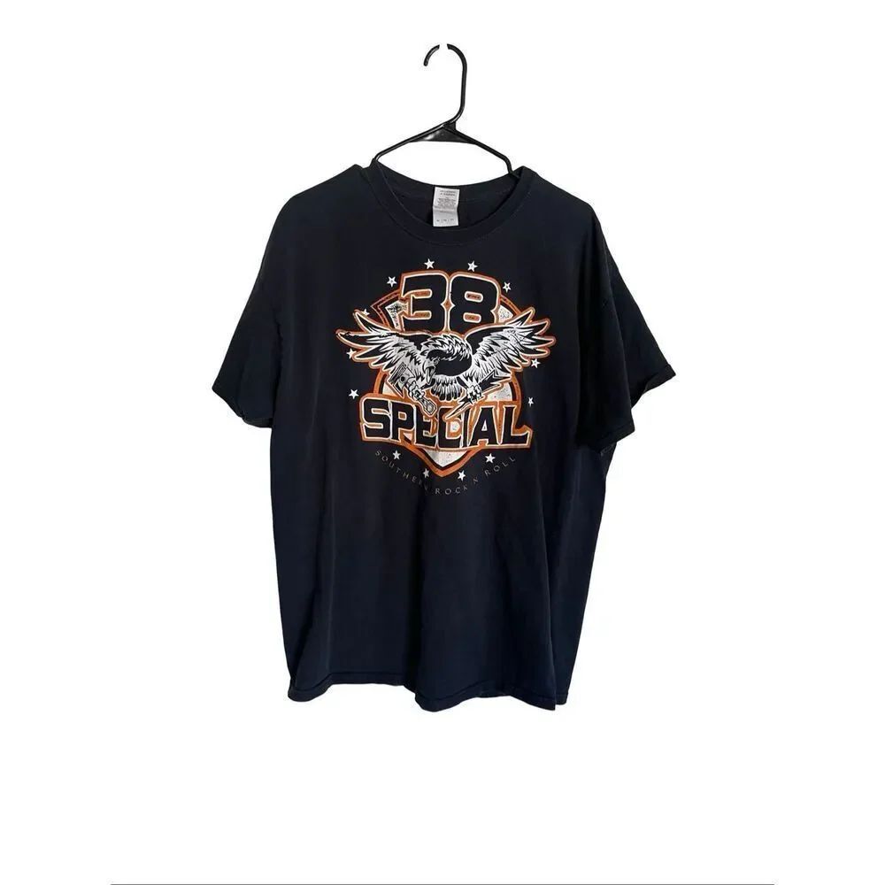 Gildan Mens Black 38 Special Band Heavy Cotton Crew Neck Graphic T-Shirt Size XL